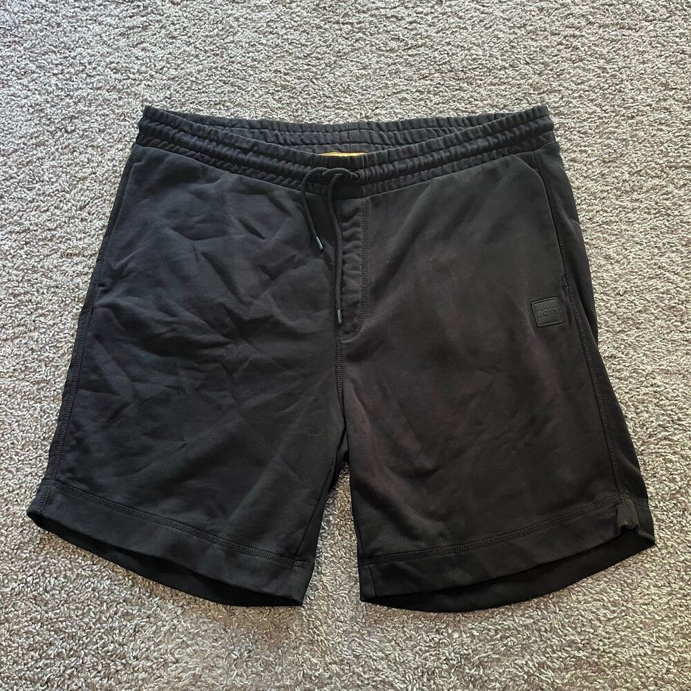 Hugo Boss Cotton Terry Shorts Logo Patch Black Mens 3XL